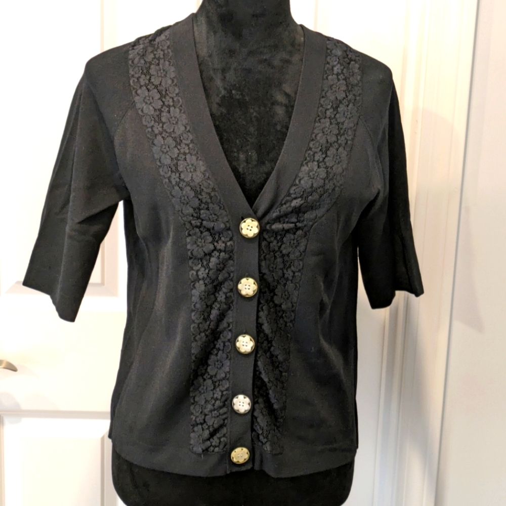 Cable & Gauge Women's Top Size Large Black Short Sleeves Wore a few times